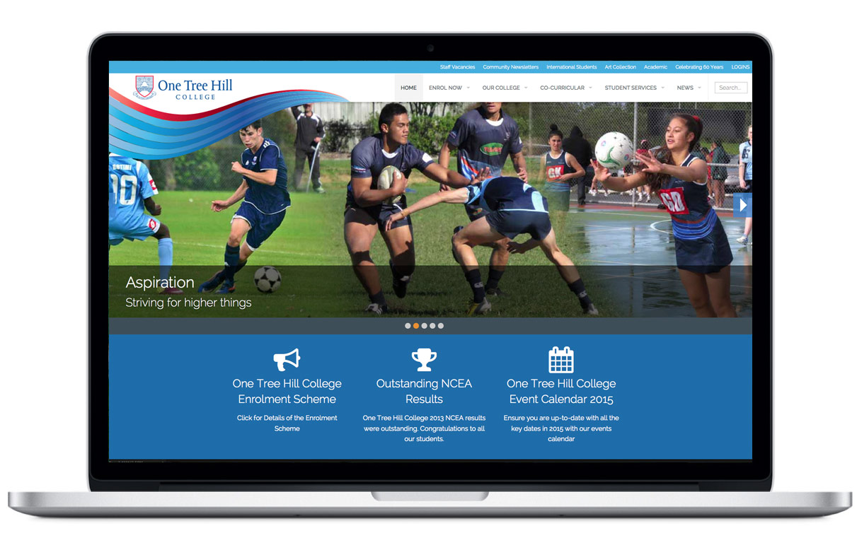 Website design for One Tree Hill College by Illuminate By Design, web development company, Auckland